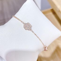 Charm Bracelets Rose Bracelet Female Hand Decorated With Diamond Flower Environmental Protection Electroplated Real Gold