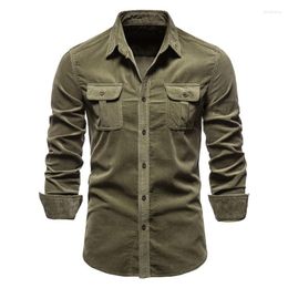 Men's Casual Shirts Long Sleeved Corduroy Solid Color Shirt Business Oversized T-shirt For Men Slim Fit Jacket