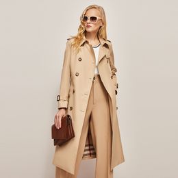 Women's Trench Coats JAZZEVAR Longer Section Khaki Windbreaker Jacket Female Temperament Highend Coat 230812