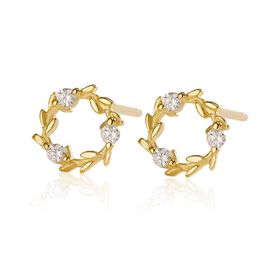 Charm S925 Sterling Silver Earrings Sweet Small Flower Ring Female Zircon Embedding Simple and Fashionable Mini Forest Series Fresh