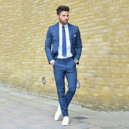 Men's Suits 2023 Men For Wedding Blue Groom Tuxedo Tailored Terno Masculino Two Bottons 2Piece Groomsman Outfits Slim Custume Homme