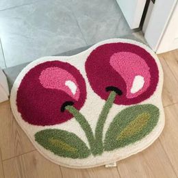 Carpets Top Quality Fruit Mat Carpet Children's Bedside Rug Lovely Cherry Shape Woven Home Rugs Super Water Absorption Mats