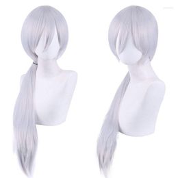 Anime Costumes Chainsaw Man Quanxi Wig Long Silver Grey Heat Resistant Synthetic Hair Cosplay Wigs Cap