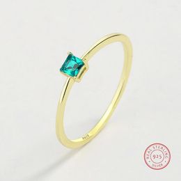 Cluster Rings Fashion S925 Sterling Silver Square Imitation Paraiba Tourmaline Ring Female Plated 14K Gold Japanese Party Birthday Gift