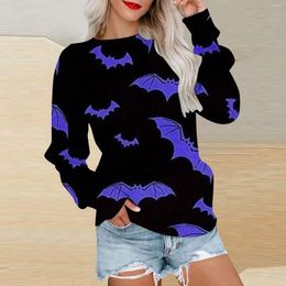 Camisolas de manga longa feminina Halloween Round Round Neck Casual Sweater Camise