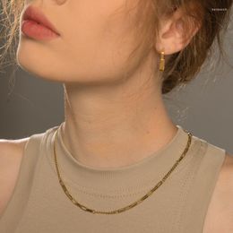 Chains European Women's Stainless Steel Basic Square Buckle Chain Necklace Gold Color Plating Link