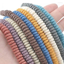 Beads 3x8mm 4x10mm Flat Round Mixed Color Lava Volcanic Stone Loose Spacer For Jewelry Making Diy 1 Strand