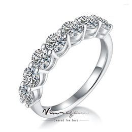 Cluster Rings Vinregem 18K White Gold 925 Sterling Silver 4MM 2.1CT Real Moissanite Pass Test Diamonds Couple Ring Fine Jewelry Wedding Band