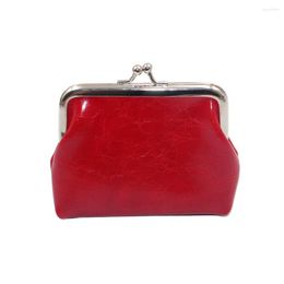 Wallets Women Mini Wallet Coin Bag PU Leather Oil Wax 4 Inch Buckle Lipstick Storage Ladies Clutch Drop