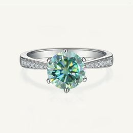 Cluster Rings Gem's Ballet 925 Sterling Silver Green Moissanite 1ct/2ct/3ct Fashion Wedding Bridal Engagement For Women Vintage Jewelry