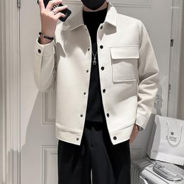 Men's Jackets 2023 Latest Woollen Coat For Fall Korean Style Solid Colour Lapels Fashion Slim Daily Casual Wear Outerwear