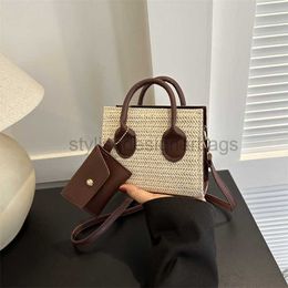 Beach Bags Personalised and trendy straw woven bag 2023 new simple and fresh mother and child woven portable shoulder crossbody bagstylishdesignerbags