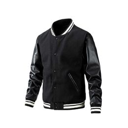Custom Blank Men's Baseball Jackets Unisex Sport Wear Coats Patchwork Letterman Varsity Men Leather Sleeve Fleece Jacket