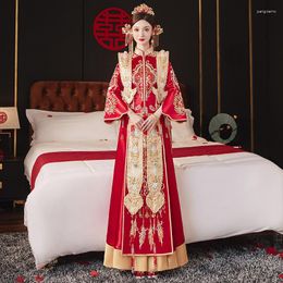 Ethnic Clothing Yourqipao Traditional Xiuhe 2023 Summer Chinese Wedding Dress Satin Ancient Hanfu Custume Bridal Gowns For Women