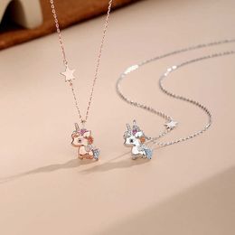 New Arrival Korean Version of Ins Style S925 Sterling Silver Unicorn Bracelet for Women, Necklace Earrings, Collarbone Chain Women