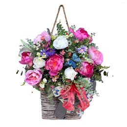 Flores decorativas Spring e verão Flower Basket Wedding Decoration Bouquet de Artificial for Decorations Room Decor Home Gifts