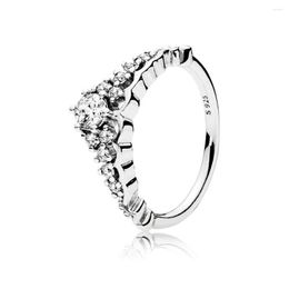 Cluster Rings Authentic 925 Sterling Silver Fairytale Tiara Fashion Ring For Women Gift DIY Jewellery