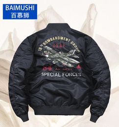 Men's Jackets BAIMUSHI Bomber Jacket Mens Ma-1 Flight Jacket Pilot Air Force Male Ma1 Army Green Military Plane Pattern Jacket High Street 230812