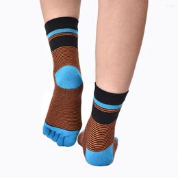 Men's Socks 5 Pairs Mens Cotton Toe Colourful Thin Striped Five Finger Happy For Man Boy Autumn Winter Thick Warm With Toes