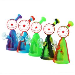 More Style Colourful Smoking Silicone Hookah Bong Pipes Kit Portable Travel Bubbler Herb Tobacco Handle Glass Philtre Spoon Bowl Oil Rigs Waterpipe Holder DHL