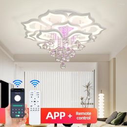 Chandeliers Simple LED Lotus Crystal Chandelier Nordic Modern Living Room Bedroom Ceiling Lamp Home Indoor Decoration Lighting Fixtures