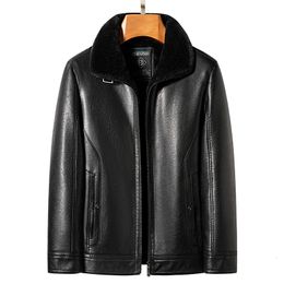 Men's Jackets YN2269 Autumn And Winter High End Natural Leather Coat Lamb Fur Collar Middle Aged Youth Jacket Business Casual Wear 230812