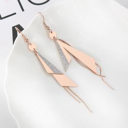 Dangle Earrings 1Pair Korean Version Of Titanium Steel Personality Long Tassel Ear Hook Chain Stainless Geometric