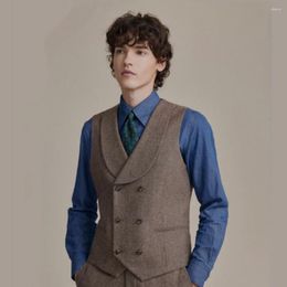 Men's Vests 23 Years Vest Wool Herringbone Pattern Slim Fashion Business Casual Double-breasted Lapel Suit Jacket