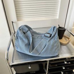 Shoulder Bags Denim Leisure Bag Women's 2023 New Korean Edition Solid Colour Crossbody Temperament One Shoulder Simple Canvas Fashion Tote Bagstylishhandbagsstore