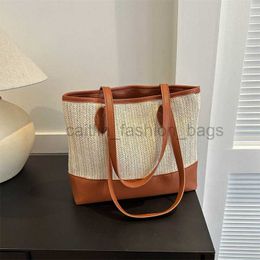 Beach Bags 2023 New Large and Simple Storage Bag for Women's One Shoulder Grass Woven Tote Bag Fashion Handheld Bag Shopping Bag caitlin_fashion_bags