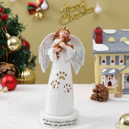 Decorative Objects Figurines Angel Holding Puppy Resin Ornaments 230812