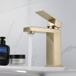 304 Stainless Steel Washbasin Faucet Cold and Hot Brushed Golden Black Bathroom Sink Mixing Bathroom Faucet Accessories