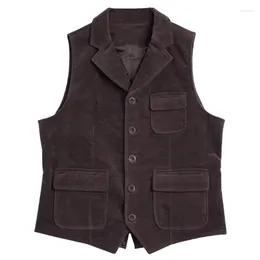 Men's Vests Waistcoat British Vintage Corduroy Vest Jacket Casual Loose-Fitting Travel 2023