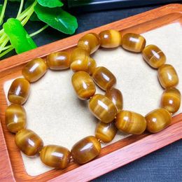 Strand Natural Tiger Eye Stone Bucket Beads Bracelet Fashion Women Healing Jewellery Gemstone Reiki Energy Holiday Gift 1pc 13x18mm