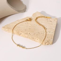 Link Bracelets Uworld 18K Gold Plated Stainless Steel Fine Chain Jewelry Gift Charm Mulit Cubic Zirconia Water Drop Pendant Bracelet Bijoux