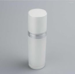 Storage Bottles 60ml Pearl White Acrylic Straight Round Shape Lotion Press Pump Plastic Bottle Emulsion Serum Foundation Skin Packing