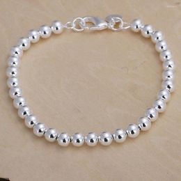 Strand 925 Silver Colour Bracelets Fashion Jewellery Charm Women Chain Lady Wedding 6MM Beads Factory Price