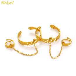 Bangle 2Pcs/Lot Gold Colour Baby/Girls Jewellery Bangles Bracelets MY Girl Ethiopian Jewellery for Kids Lovely Jewellery With Ring MY101 230814