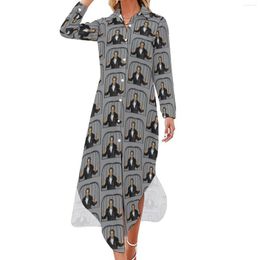 Casual Dresses Nicolas In A Cage Dress Funny Nicholas Print Street Style V Neck Beach Chiffon Long Sleeve Vestido Big Size