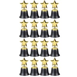 Decorative Objects Figurines 16PCS Kids Plastic Gold Star Trophies Golden Colored Award Trophy For Football Soccer Baseball Carnival Prize Party Gift 230814