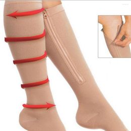 Sports Socks Elastic Open Toe Knee High Stockings Calf Compression Women Varicose Veins Treat Shaping Pressure