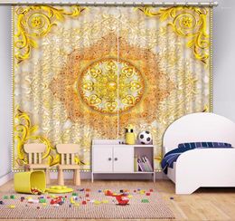 Curtain Golden Flower 3d Curtains For Living Room Window Treatments Modern Beding High-precision Shade