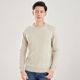 Men's Sweaters Winter Pure Wool Sweater Thick Pullovers Large Size Jacquard Knit Top Youth Casual High-End Bottoming Shirt