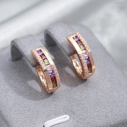 Dangle Earrings Gulkina Design Women's 585 Rose Gold Inlaid Colorful Natural Zircon Casual Elegant Daily Fine Jewelry 2023