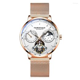 Wristwatches Mark Fairwhale Men Fully Automatic Mechanical Wristwatch 2023 Hollow Broken Tourbillon Watches Waterproof Watch For 6020