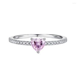 Cluster Rings SpringLady 925 Sterling Silver Love Heart 5 MM Pink Sapphire Gemstone Wedding Party Ring For Women Fine Jewellery