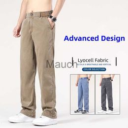 Men's Jeans 2023 New Lyocell Fabric Men's Jeans Pants Straight Loose Quality Sweatpants Casual Soft Wide Leg Long Baggy Trousers Hot Sales J230814