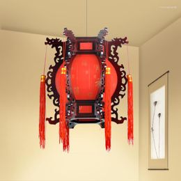 Pendant Lamps Chinese Ancient Wooden Red Lantern Faucet Lights Living Room Restaurant Garden Study Home Lighting Lamp ZA ZS23