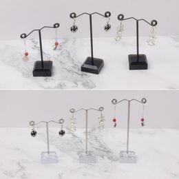 Jewelry Pouches Black And White Acrylic Mini Metal Earring Stand Three Piece Earrings Pendant Display Necklace