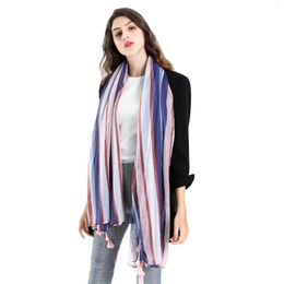 Scarves Stripes Against Color Fashion Europe And The United States Wind Travel Everything With Cotton Scarf